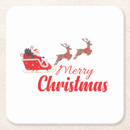クリスマスデザインとトナカイ スクエアペーパーコースター