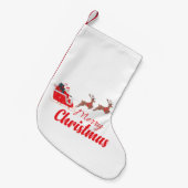 クリスマスデザインとトナカイ スモールクリスマスストッキング (正面 (吊り時))