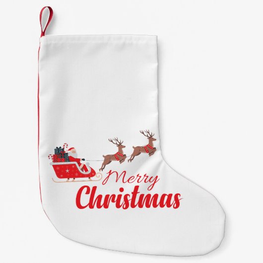 クリスマスデザインとトナカイ スモールクリスマスストッキング (正面)