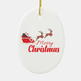 クリスマスデザインとトナカイ セラミックオーナメント