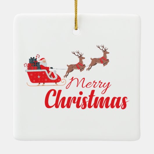 クリスマスデザインとトナカイ セラミックオーナメント (裏面)
