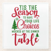 クリスマスデザインの季節の選択 ガラスコースター (正面)