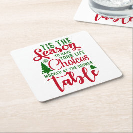 クリスマスデザインの季節の選択 スクエアペーパーコースター