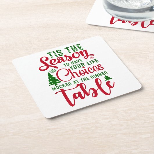 クリスマスデザインの季節の選択 スクエアペーパーコースター (アングル)