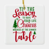 クリスマスデザインの季節の選択 セラミックオーナメント (正面)