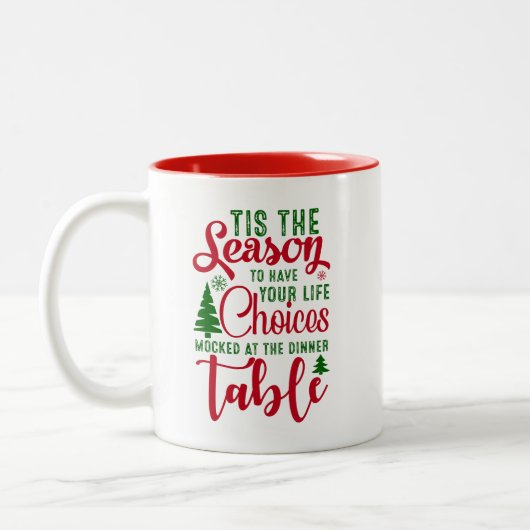 クリスマスデザインの季節の選択 ツートーンマグカップ (左)