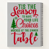 クリスマスデザインの季節の選択 ノートブック (裏面)