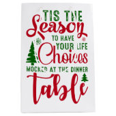 クリスマスデザインの季節の選択 ミディアムペーパーバッグ (正面)