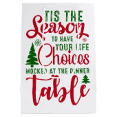 クリスマスデザインの季節の選択 ミディアムペーパーバッグ (裏面)