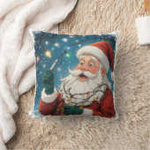 クリスマスデザインサンタとライト クッション (ブランケット)
