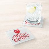 クリスマスデザインサンタヒゲ ガラスコースター (アングル)