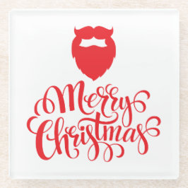 クリスマスデザインサンタヒゲ ガラスコースター