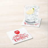 クリスマスデザインサンタヒゲ スクエアペーパーコースター (インサイチュ)