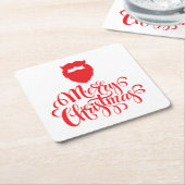 クリスマスデザインサンタヒゲ スクエアペーパーコースター (アングル)