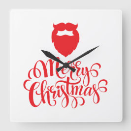 クリスマスデザインサンタヒゲ スクエア壁時計