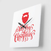 クリスマスデザインサンタヒゲ スクエア壁時計 (傾斜)