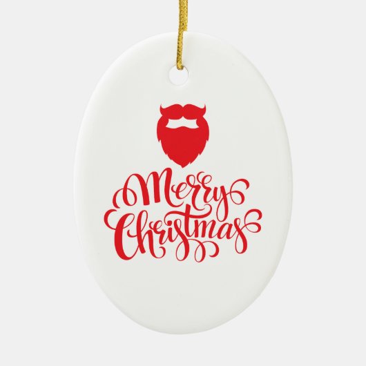 クリスマスデザインサンタヒゲ セラミックオーナメント (正面)