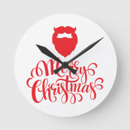 クリスマスデザインサンタヒゲ ラウンド壁時計