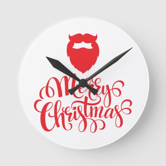 クリスマスデザインサンタヒゲ ラウンド壁時計 (正面)