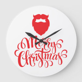 クリスマスデザインサンタヒゲ ラージ壁時計