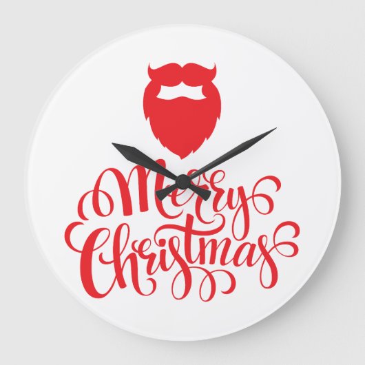 クリスマスデザインサンタヒゲ ラージ壁時計 (正面)
