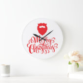 クリスマスデザインサンタヒゲ ラージ壁時計 (ホーム)