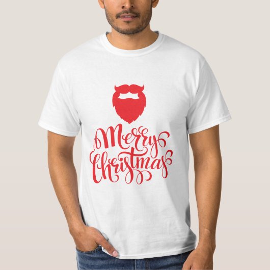 クリスマスデザインサンタヒゲ Tシャツ (正面)