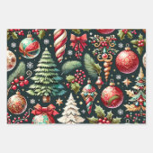 クリスマスデザインパターン9フラットシートセット3 ラッピングペーパーシート (正面3)