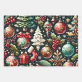 クリスマスデザインパターン9フラットシートセット3 ラッピングペーパーシート (正面2)