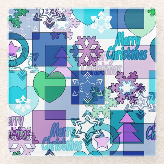 クリスマスデザイン ガラスコースター (正面)