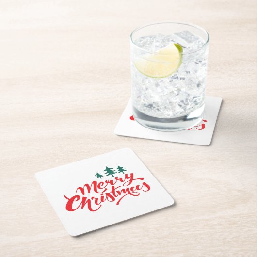 クリスマスデザイン(木あり) スクエアペーパーコースター (インサイチュ)