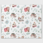 クリスマスデザートとドリンク ラッピングペーパー (フラット)
