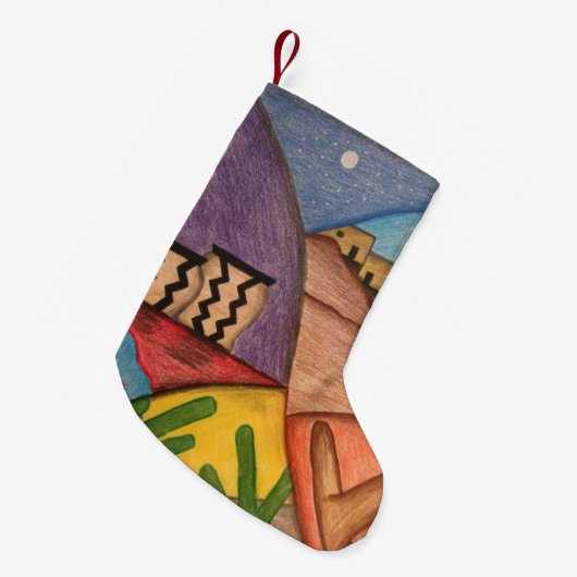 クリスマスデザートサウスウェストサウスカラフル スモールクリスマスストッキング (正面 (吊り時))