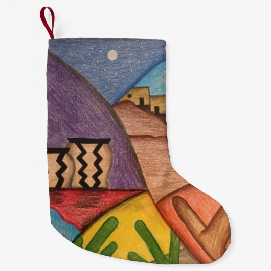 クリスマスデザートサウスウェストサウスカラフル スモールクリスマスストッキング (正面)