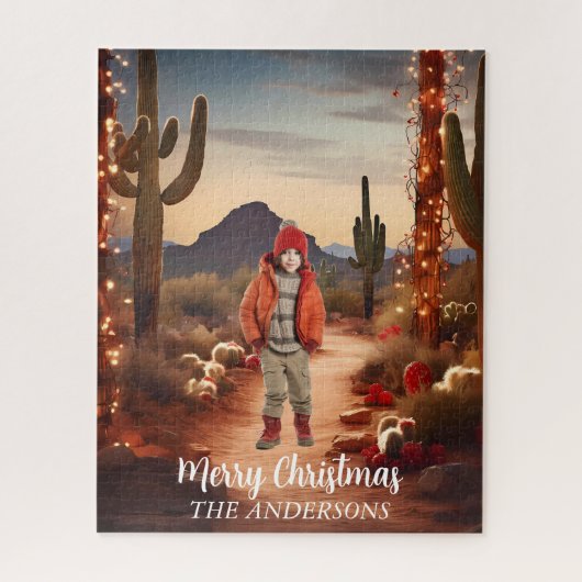 クリスマスデザートサウスウエストホリデーフォトバックグラウンド ジグソーパズル (縦)