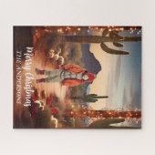 クリスマスデザートサウスウエストホリデーフォトバックグラウンド ジグソーパズル (横)