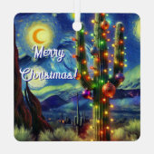 クリスマスデザートサグアーロカボスホリデーカード メタルオーナメント (裏面)