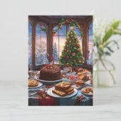 クリスマスデザートテーブルヴィンテージスタイル シーズンカード (スタンド正面)