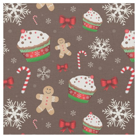クリスマスデザートパターン ファブリック (クローズアップ)