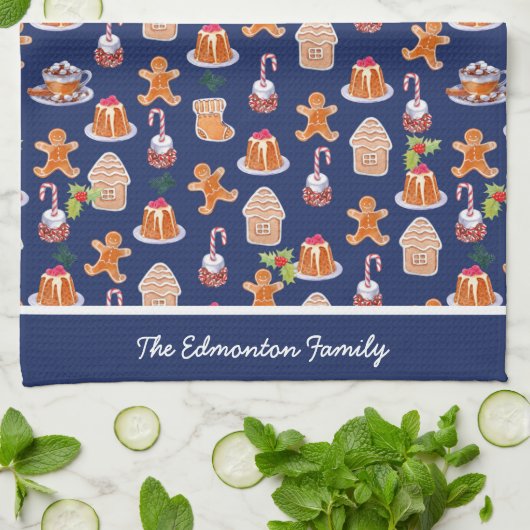 クリスマスデザートパーソナライズされた キッチンタオル (折り畳み)