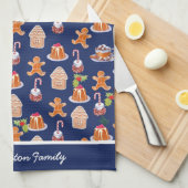 クリスマスデザートパーソナライズされた キッチンタオル (四つ折り)