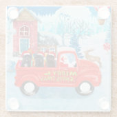 クリスマスデリバリートラックでのアフェンピンスシャーズドッグ ガラスコースター (裏面)