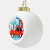 クリスマスデリバリートラックでのアフェンピンスシャーズドッグ セラミックボールオーナメント (右)
