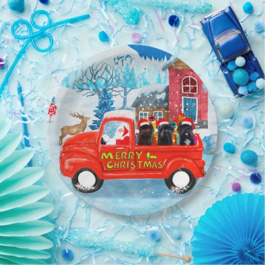 クリスマスデリバリートラックでのアフェンピンスシャーズドッグ ペーパープレート (パーティー)