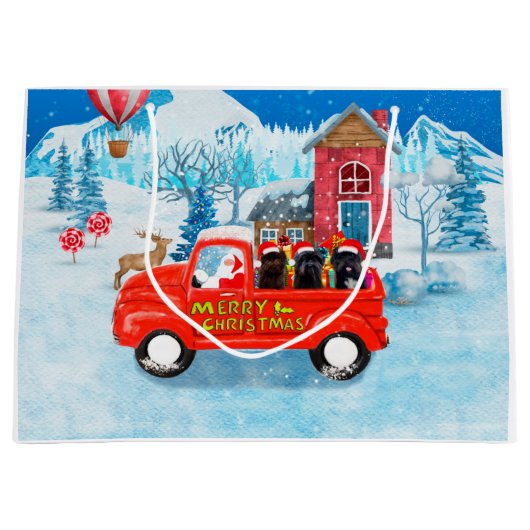 クリスマスデリバリートラックでのアフェンピンスシャーズドッグ ラージペーパーバッグ (正面)