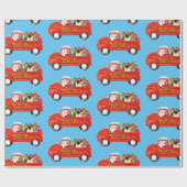 クリスマスデリバリートラックでパグ犬 ラッピングペーパー (フラット)