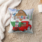 クリスマスデリバリートラックのシベリアのハスキー犬 クッション (ブランケット)