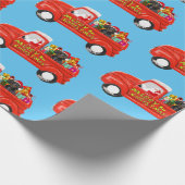 クリスマスデリバリートラックのダシュント犬 ラッピングペーパー (角)