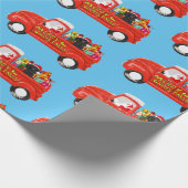 クリスマスデリバリートラックのプードル犬 ラッピングペーパー (角)