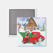 クリスマスデリバリートラックのヨークシャーテリア犬 マグネット (正面/裏面)